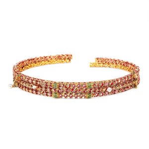 Gold Plated Meenakari <b>Bangles</b> <b>Set</b> Crystal Stone Imitation Pearl 10575603NBL_2.8 Ruby Steel Fine Jewelry for Bridal Occasions - Product Image 2