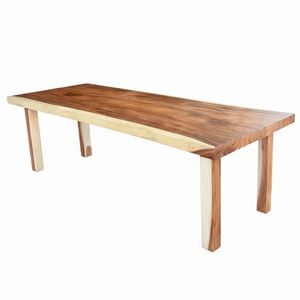 Mesa de Comedor Rectangular Nico de Madera de Suar, Ecológica, de Lujo, Contemporánea, Minimalista, Estilo Mid-Century, Acabado Natural, Superventas - Product Image 1