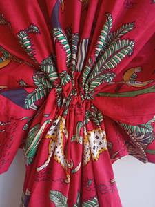 Robe Kaftan pour femmes en coton 100% avec dentelle imprimée vintage, coupe ample, imprimé floral - Product Image 2