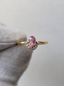 แหวนพลอยไพลินสีชมพู เงินแท้ 925 ชุบทอง 14K รูปทรงวงรี ของขวัญวันครบรอบแต่งงานสไตล์วินเทจ - Product Image 4