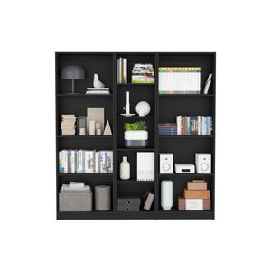 Durant 3-Piece Matt Gray and <b>White</b> Home <b>Bookcase</b> Set 67\" Wide with 13 Shelves for Living Room - Product Image 2