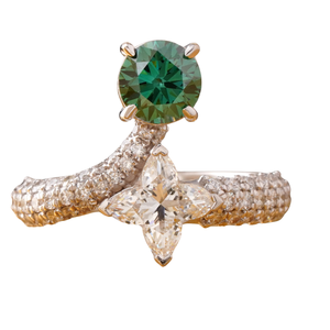 14K <b>Gold</b> Fancy Vivid Green Lab Grown Diamond <b>Ring</b> Marquise Cut VS1 Clarity Prong Rare Color <b>Cocktail</b> Statement Fine Jewelry - Product Image 1