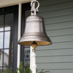 Antiqued <b>Brass</b> Round Handmade Modern Hanging <b>Bell</b> Decorative Ship <b>Bell</b> with Rope - Product Image 1