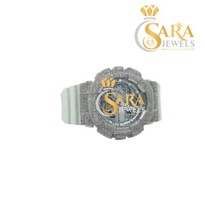 Premium Quality White Iced out Hip Hop Diamond <b>Watch</b> rubber strap <b>watch</b> with Full Crystal Dial and <b>Case</b> for Mens - Product Image 3