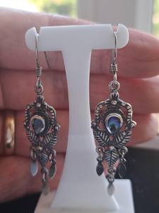 Pendientes Vintage de Plata de Ley con Concha de Abulón, Joyería Artesanal con Piedras Preciosas, Diseño Elegante para Mujer, Venta al Por Mayor para Exportación - Product Image 3