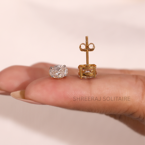 ต่างหูเพชรทรงรีเพาะเลี้ยงในห้องปฏิบัติการ ขายส่ง รับรองโดย IGI ทองคำแท้ 14k/18k ทองคำขาว ตัวล็อกแบบกด สี DEF ความสะอาด VVS2/VS1 - Product Image 4
