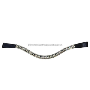 Brida para Caballo de Alta Calidad con Cristales Curvos de Lujo, Diseño Elegante con Diamantes de Imitación, Cuero Premium, Banda Frontal Personalizada - Product Image 4