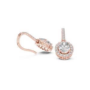 Pendientes de Diamantes Cultivados en Laboratorio, Redondos y Ovalados, en Oro Rosa de 14K para Mujer |   Diamante Cultivado Nuevo - Product Image 3