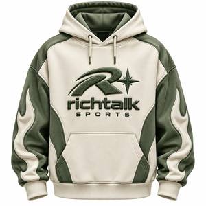 Sweat-shirt à capuche pour homme, logo en relief, manches raglan, style sportif, tissu French Terry 100% coton, poche unie, vêtements d'hiver - Product Image 1
