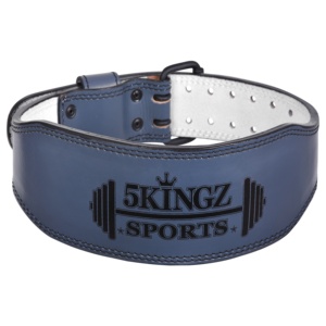 Ceinture de musculation respirante 5KINGZ SPORTS en PU, enveloppante, réglable, soutien lombaire, protection de base, logo bleu en relief, adulte 1 - Product Image 2