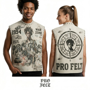 Heavy Weight 450 GSM French Terry Graphic Sleeveless Tank Top Streetwear Custom Print Cotton Polyester Summer Casual Fitness - Product Image 2