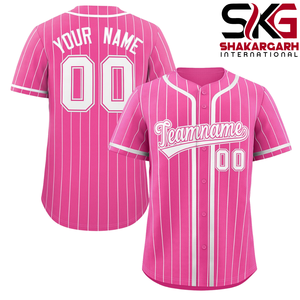 Camiseta de Béisbol Personalizada con Rayas, 100% Poliéster, Cierre de Botones, Manga Corta, Uniforme de Equipo, Nombre y Número - Product Image 2