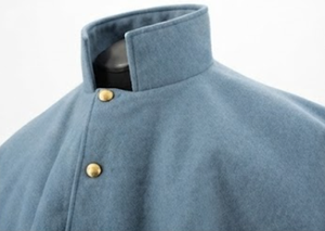 Light Blue <b>Woolen</b> Men's Overcoat Double Breasted Stand Collar Long Coat Historical Uniform Outerwear - Product Image 5