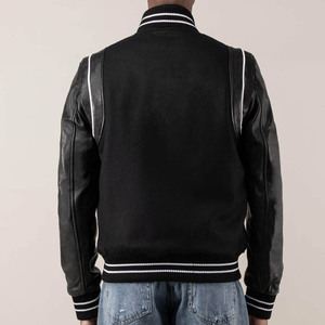 Veste universitaire pour homme de haute qualité avec logo personnalisé, en polaire et cuir, broderie streetwear, style bomber, pour l'hiver et le printemps - Product Image 2