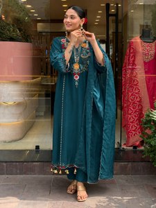 New Style Cotton Embroidered Anarkali <b>Suit</b> With Work For <b>Women</b> Traditional Indian Pakistani Wear Floor Length Loose - Product Image 2