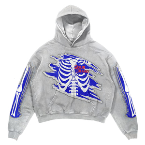 Sudadera con Capucha Oversize Vintage de Invierno para Hombre, Estilo Streetwear, con Lavado Ácido, Cubre Rostro, Forro Polar de Algodón, Estampado Puff y Letras Personalizadas (ODM) - Product Image 2
