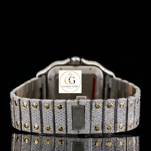 High Quality Iced Out Moissanite Diamond Watch Featuring Ruber Strap Dial For Events Available at Affordable Price from India - Product Image 2