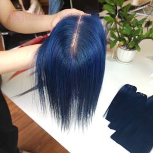 Conjunto azul oscuro, venta al por mayor, 100% cabello humano vietnamita virgen crudo, peluca corta, extensión de cabello súper doble estirado - Product Image 3