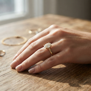 Anillo de diamante cultivado en laboratorio con corte brillante redondo, inspirado en la naturaleza, corona botánica, anillo de boda con temática forestal - Product Image 5