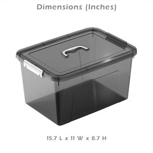 Contenitori Impilabili in Plastica da 19 Quarti con Chiusure Sicure, Set da 6, Scatole Organizzative Trasparenti e Nere per Attrezzi da Garage, Pratiche per la Casa - Product Image 3