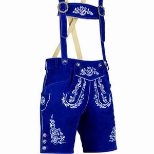 Lederhosen bavaroises bleues de qualité supérieure pour festivals, tailles européennes 46 à 60 - Product Image 1