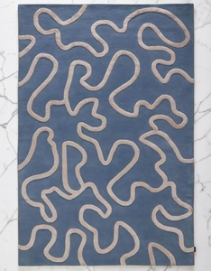 Hand Tufted Low Pile Abstract Wool <b>Rug</b> Anti-Bacteria PET Friendly Eco-Friendly Non-Slip <b>Thin</b> Modern Design Latex Backing for - Product Image 1