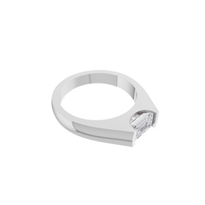 Aarinya Sovereign Horizon Men's Lab-Grown Diamond 925 <b>Silver</b> Plated <b>Emerald</b>-Cut Half-Bezel Band Engagement <b>Ring</b> - Product Image 2