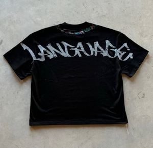 T-shirt court surdimensionné noir imprimé personnalisé de haute qualité pour homme, manches courtes, col rond, style streetwear, jersey en coton tricoté - Product Image 1