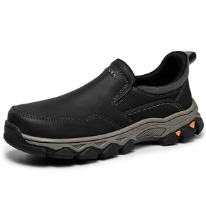Mocassins en cuir PU pour hommes, style rétro britannique, chaussures décontractées à enfiler, semelle en caoutchouc, doublure en fourrure, logo brodé - Product Image 5