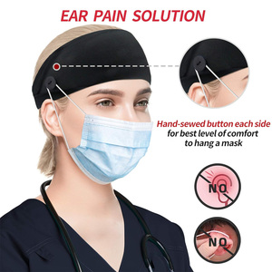 Diadema Quirúrgica Deportiva Negra de Punto de Poliéster/Algodón con Botón de Detección de Agujas, Tejido Elástico, Uniforme Hospitalario Unisex - Product Image 5