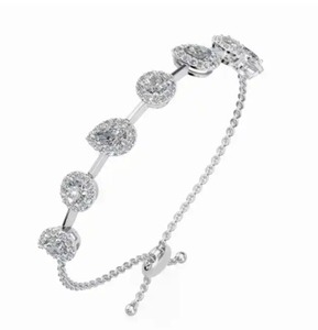Bracelet ajustable Isabella Unity en forme de poire et de rond, 3,751 carats, 109 pierres, or jaune, rose et blanc 9k, 14k, 18k, luxe, formes multiples - Product Image 6