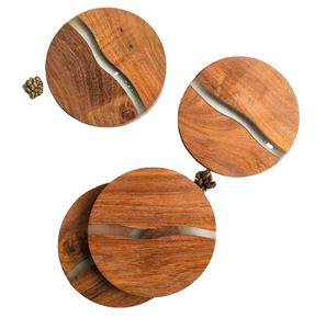 Posavasos de forma redonda de madera y resina de último diseño de estilo lujoso del fabricante indio Juego de posavasos usados para fiesta de boda - Product Image 1