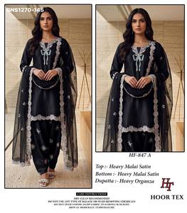 Conjunto de Salwar-Suit-Dupatta de Satén Malai de Primera Calidad con Bordado Multihilo y Listo para Usar, Exportador de Moda Femenina - Product Image 6