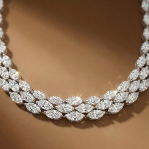 Collier de luxe unisexe vintage avec diamant rond taille brillant en or massif 14 carats certifié IGI, bijoux de mariage - Product Image 3
