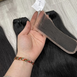 Extensiones de cabello Remy vietnamitas lisas de moda, súper doble densidad, mechones con doble trama a máquina, cuerpo completo, gruesas, de alto acabado, listas para usar. - Product Image 3