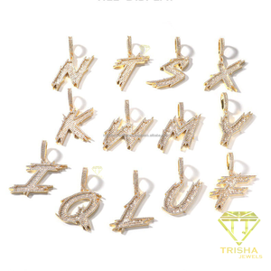 Premium Iced Out <b>Initial</b> P Pendant Necklace With Tennis <b>Chain</b> Hip Hop Style - Product Image 3