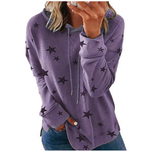 Sudadera gris de talla grande XXXL para mujer, Sudadera con capucha con estampado de estrellas para Otoño e Invierno para mujer con ajuste holgado - Product Image 5