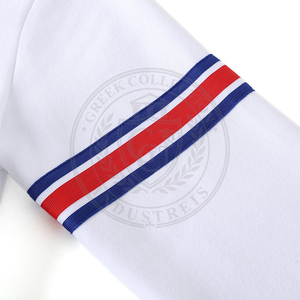 Sudadera Blanca Gruesa de Felpa 100% Algodón para Mujer, con Cuello Redondo, Bordado de Letras Griegas OES, Ribete a Rayas, Transpirable, para Universidad - Product Image 6