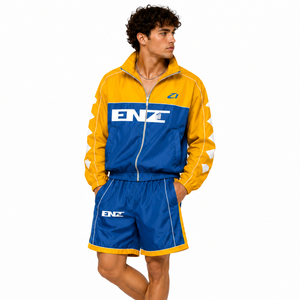 Survêtement unisexe streetwear color block imperméable coupe-vent avec short et veste, zippé réfléchissant pour hommes et femmes, et sweats à capuche pour hommes - Product Image 6