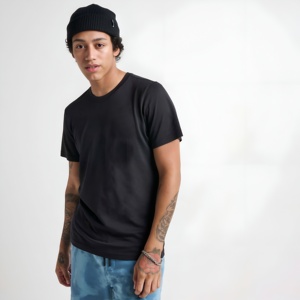 Camiseta de algodón negra para hombre, informal, de manga corta, básica, transpirable, estilo urbano, lisa, con logotipo personalizado, al por mayor - Product Image 1