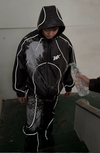 Men's Custom Streetwear Rain Suit <b>Waterproof</b> Hooded Windbreaker and Pants <b>Set</b> Reflective Urban Techwear Tracksuit 2026 - Product Image 2