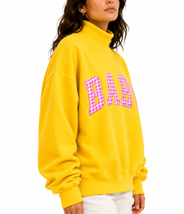 Sweat-shirt surdimensionné personnalisé pour femme, col montant, imprimé floral, logo appliqué, décontracté, en molleton de coton, vente en gros - Product Image 3