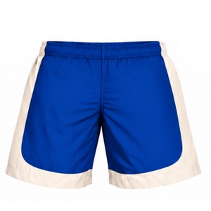 Shorts de course athlétiques pour hommes bleu roi et blanc avec empiècements contrastants, taille élastique, légers, pour l'entraînement sportif, la gym et les loisirs - Product Image 2