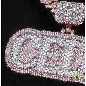 จี้ตัวอักษรฮิปฮอปประดับมอสซาไนต์เงินแท้ 925 คุณภาพสูงจาก Trisha Jewels ชุบทอง 18K ได้รับการรับรองจาก GIA ขนาด 3 นิ้ว - Product Image 4