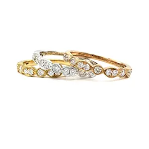 最佳工艺珠宝独特设计顶级品质318K黄金真钻石圆形详细戒指套装