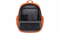 Tas Ransel Mini Oranye Bahan Lembut Tali Bahu Lengkung Dapat Dilepas Penutup Ritsleting Unisex Berpanel Poliester Kapasitas Besar Untuk Sehari-hari