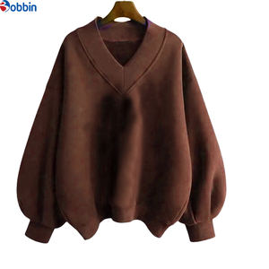 Sudaderas con Capucha Cortas de Algodón para Mujer, Estilo Nuevo, Cuello en V, Forro Polar, Tallas Grandes, Venta al por Mayor - Product Image 3