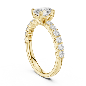 Anillo Solitario Ovalado de Diamante Cultivado en Laboratorio de 1 Quilate, con Incrustaciones de Pavé, Oro Amarillo de 18 Quilates con Baño de Rodio, Certificado IGI, para Boda, Compromiso o Fiesta - Product Image 2