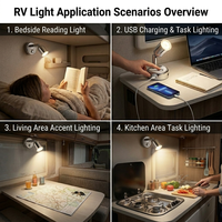 Lampe de lecture 12V pour camping-car avec double port de charge USB, lampe de chevet LED pour camping-car, caravane et bateau