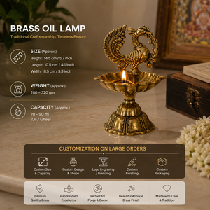 Ensemble de lampes à huile traditionnelles en laiton du Kerala Nilavilakku, faites à la main, pour Pooja, Deepam, Diya décoratif, lampe de temple, décoration de la maison, cadeau pour les fêtes - Product Image 5